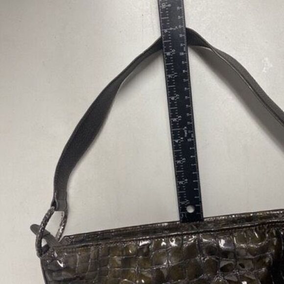 Brighton Women’s Embossed Croc Patent Shiny Leather Shoulder Bag Golden Brown - Picture 6 of 12